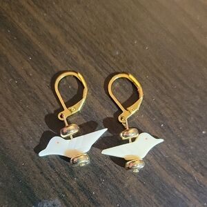 Handcrafted ivory bird earrings